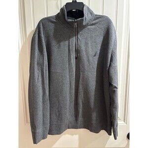 Nautica Cotton/Polyester 1/2 Zip Pullover in Gray Men's XL